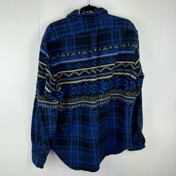 Vintage Polo Ralph Lauren Aztec Tribal Thick Button Down Men Size L Heavy Cotton - Picture 3 of 5